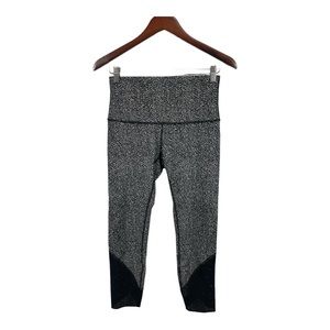 Lululemon Wunder Under Black and White Laser Cut Mesh Pant, Size 8